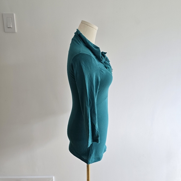 Anthropologie Ric Rac "Wind Ruffled Tee" in teal - Size S / M - Picture 3 of 6